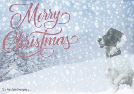 Christmas Card Design dog in snow