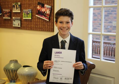 Halliford School boy with LAMDA Examination results