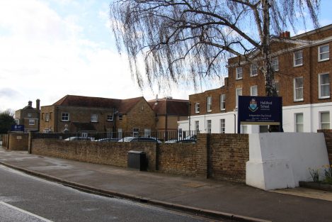 Exterior of the Halliford School building