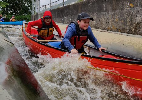 students kayaking