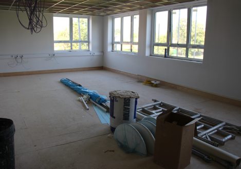 Building material in a new room