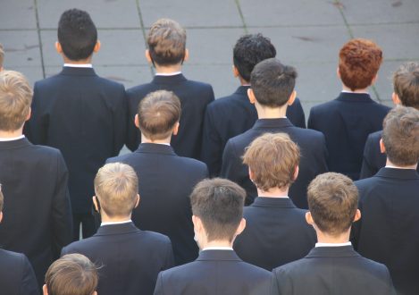 children standing in a crowd