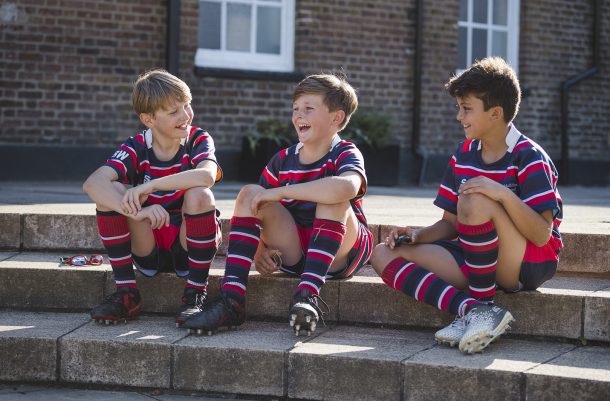 boys from a private school in Middlesex in their PE kits