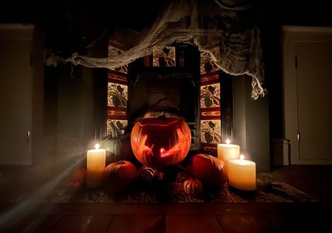 candles and pumpkins