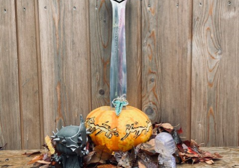 pumpkin with a sword