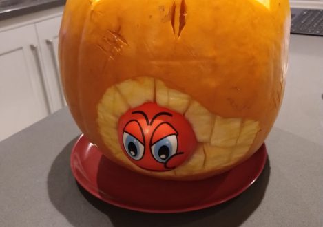 orange in a pumpkin