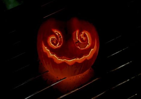 pumpkin with swirly eyes