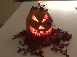 carved pumpkin with big smile