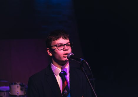 boy using the microphone