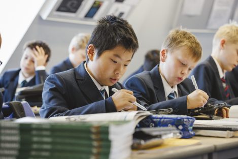 Pupils working on tablets