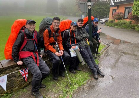 students in hiking gear