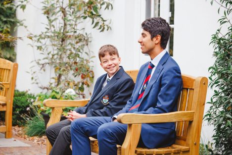 2 students sat on the bench