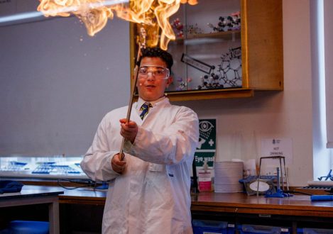 flames being created in science class