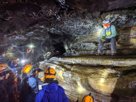 students in a cave complex