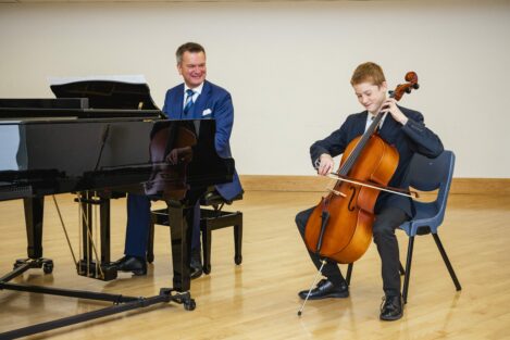 student playing the double bass