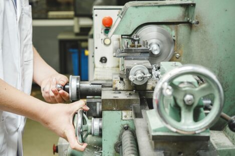 student using a machine