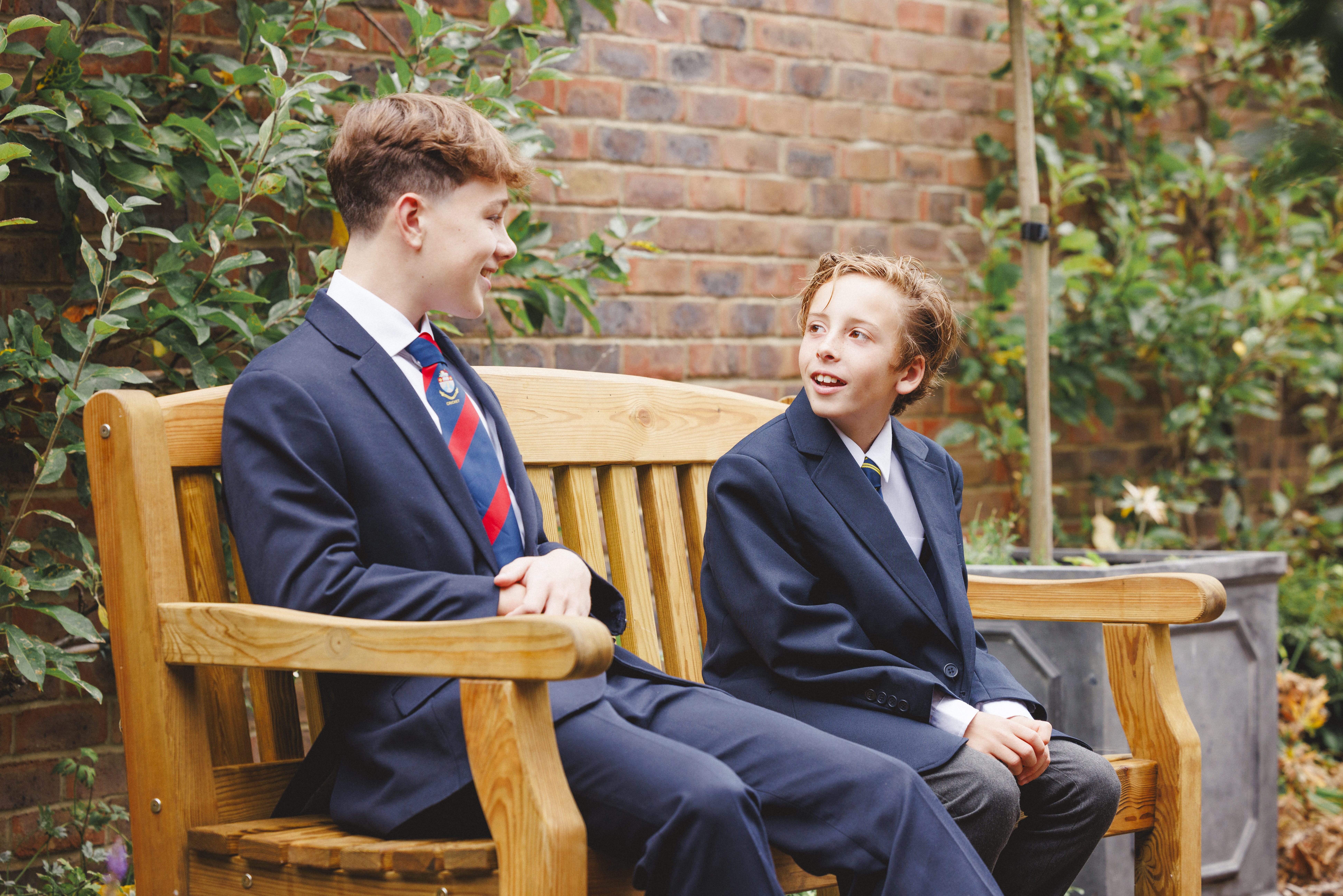 students on a bench