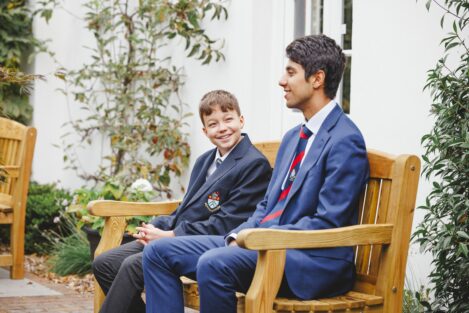 students on a bench